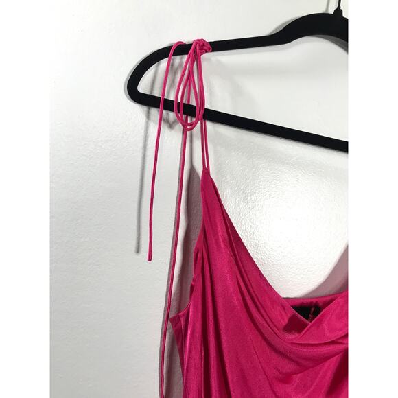 Revolve NBD Maelle Silky Tie Shoulder Shorts Romper Hot Pink M - Picture 3 of 10